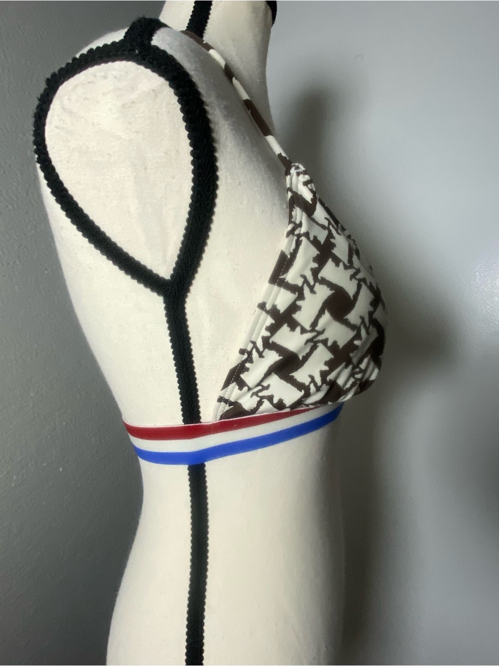 Y2K Juicy Couture Brown & Cream Scottie Dog Bikini Top Size Large - Picture 4 of 7